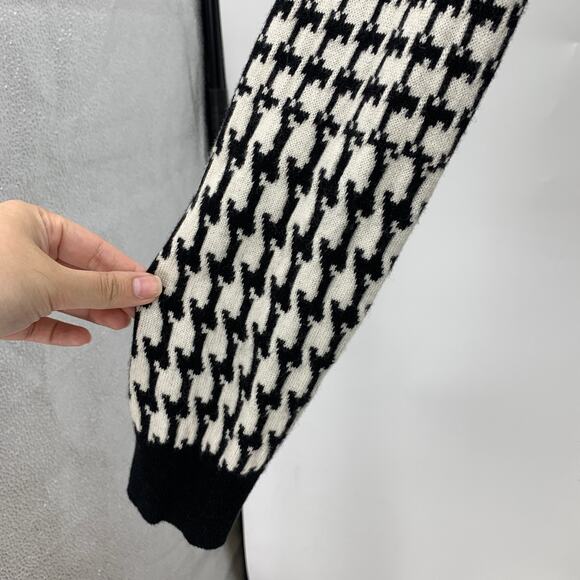 Nivo NVO Sweater Womens M Medium Multi V Neck Wool Blend Houndstooth Knitted - Picture 5 of 13